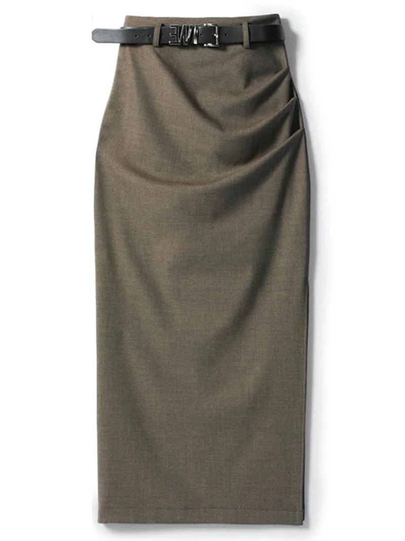 Damen Eleganter Wickelrock mit Taillengürtel Nord Taschen