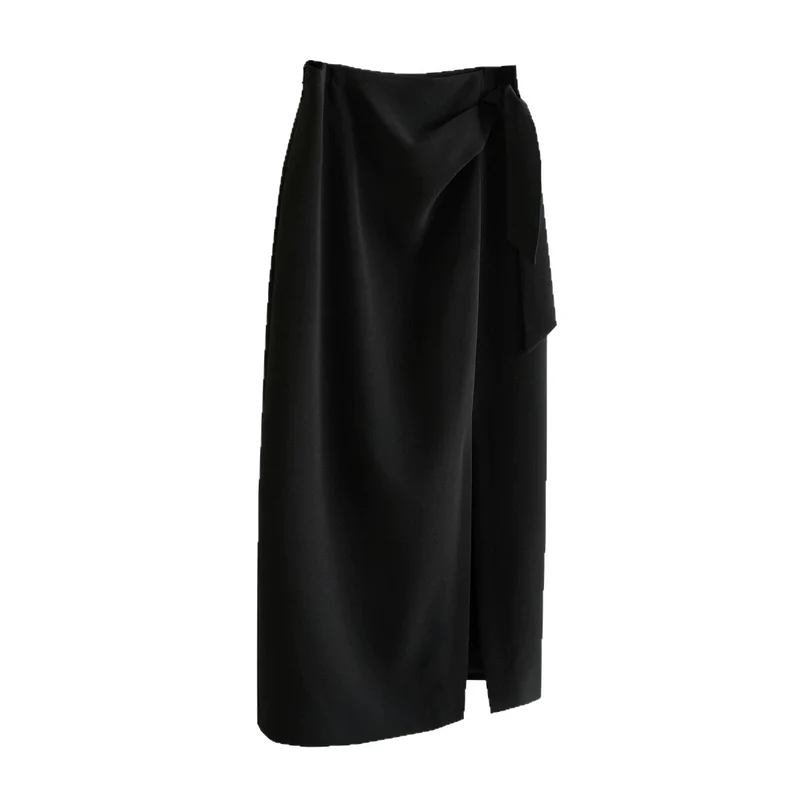 Damen Eleganter Wickelrock mit Taillenbindung Nord Taschen