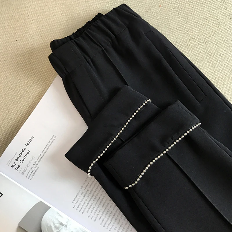 Damen Elegante Chino-Hose mit dekorativen Perlendetails Nord Taschen