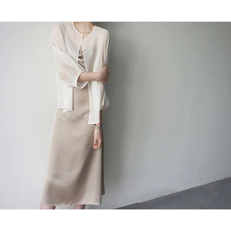 Damen Elegante Chiffonjacke mit weit ausgestellten Ärmeln Nord Taschen