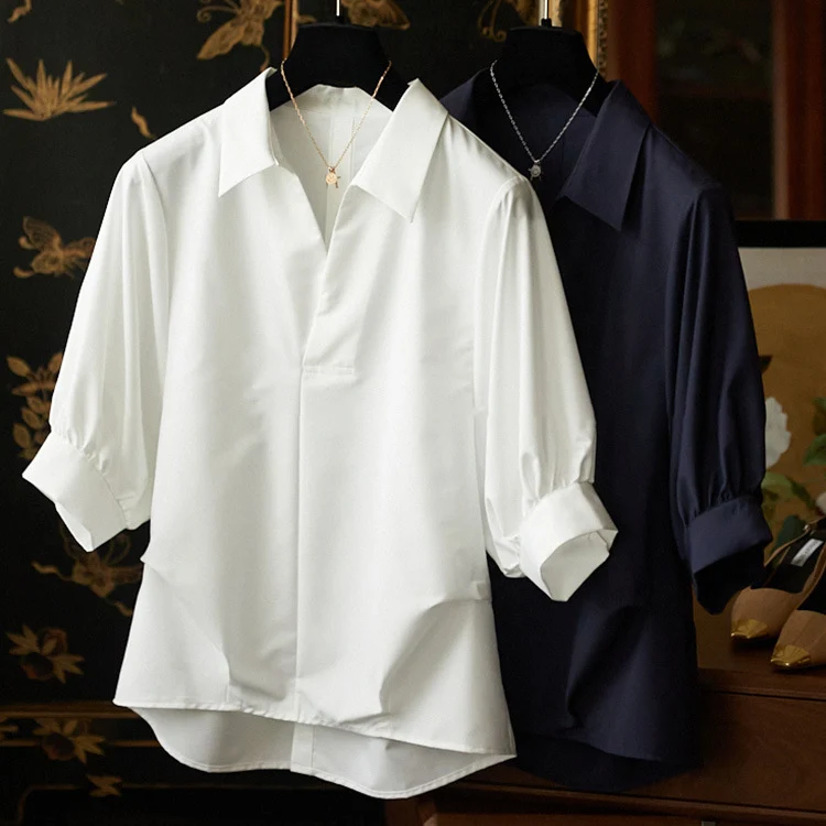 Damen Elegante Bluse mit Übergrößen und weiten Ärmeln Nord Taschen