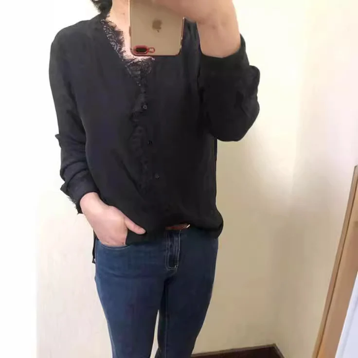 Damen Elegante Bluse mit Spitzenverzierung Nord Taschen