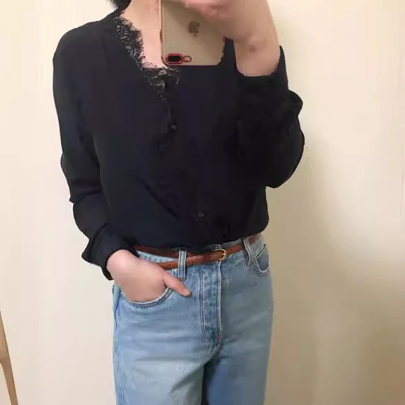 Damen Elegante Bluse mit Spitzenverzierung Nord Taschen
