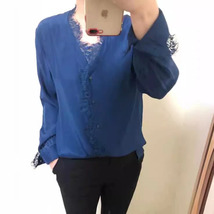 Damen Elegante Bluse mit Spitzenverzierung Nord Taschen