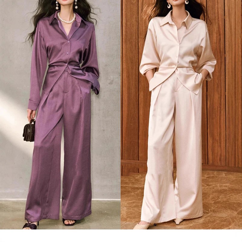 Damen Elegante Bluse mit schimmerndem Finish und Taillengürtel Nord Taschen