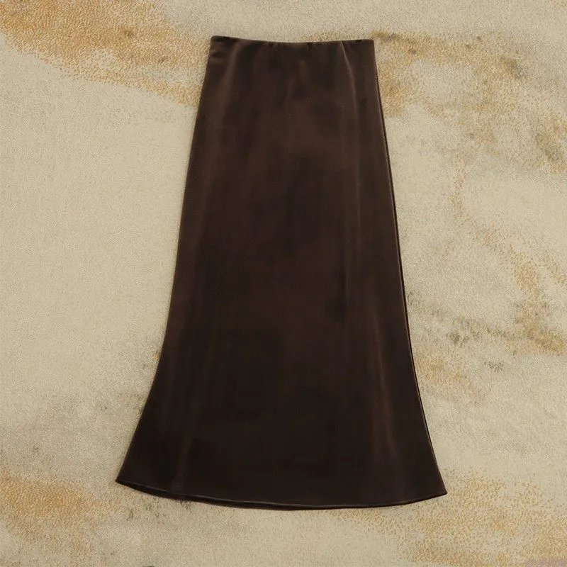 Damen Eleganter Maxirock aus hochwertigem Satin Nord Taschen