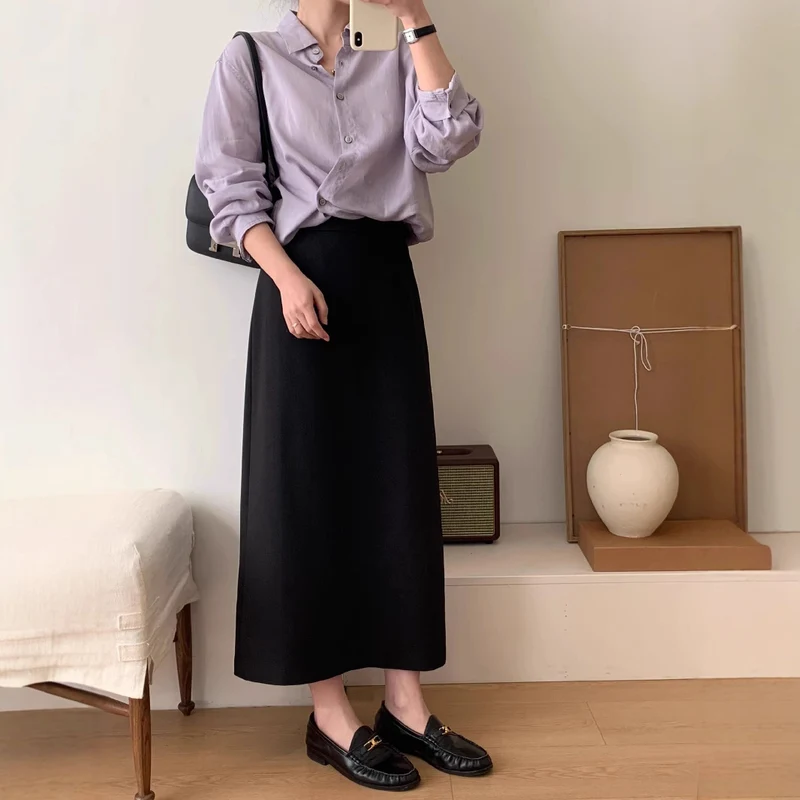 Damen Eleganter Maxi-Rock mit hohem Bund und zeitlosem Schnitt Nord Taschen