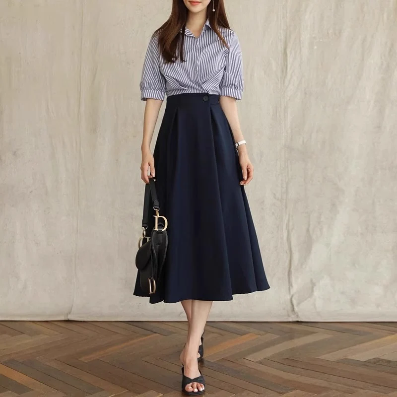 Damen Eleganter A-Linien Midi-Rock Nord Taschen