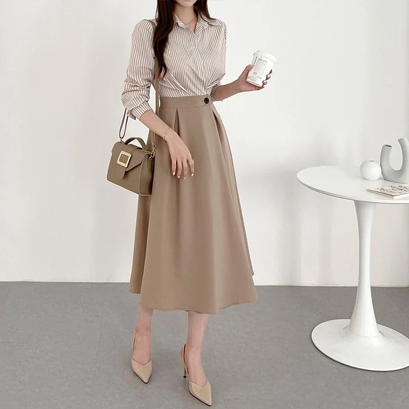 Damen Eleganter A-Linien Midi-Rock Nord Taschen