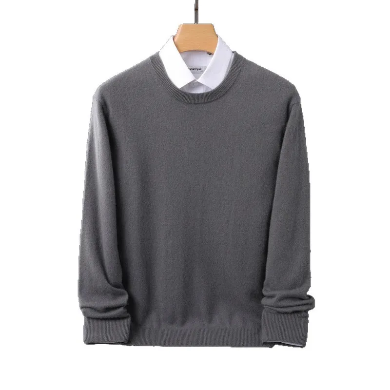 Herren Feiner Rundhals-Strickpullover in Kaschmir‑Optik mit gerippten Bündchen Nord Taschen