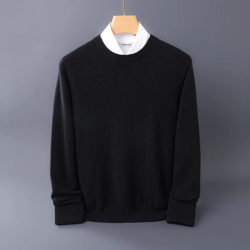 Herren Feiner Rundhals-Strickpullover in Kaschmir‑Optik mit gerippten Bündchen Nord Taschen