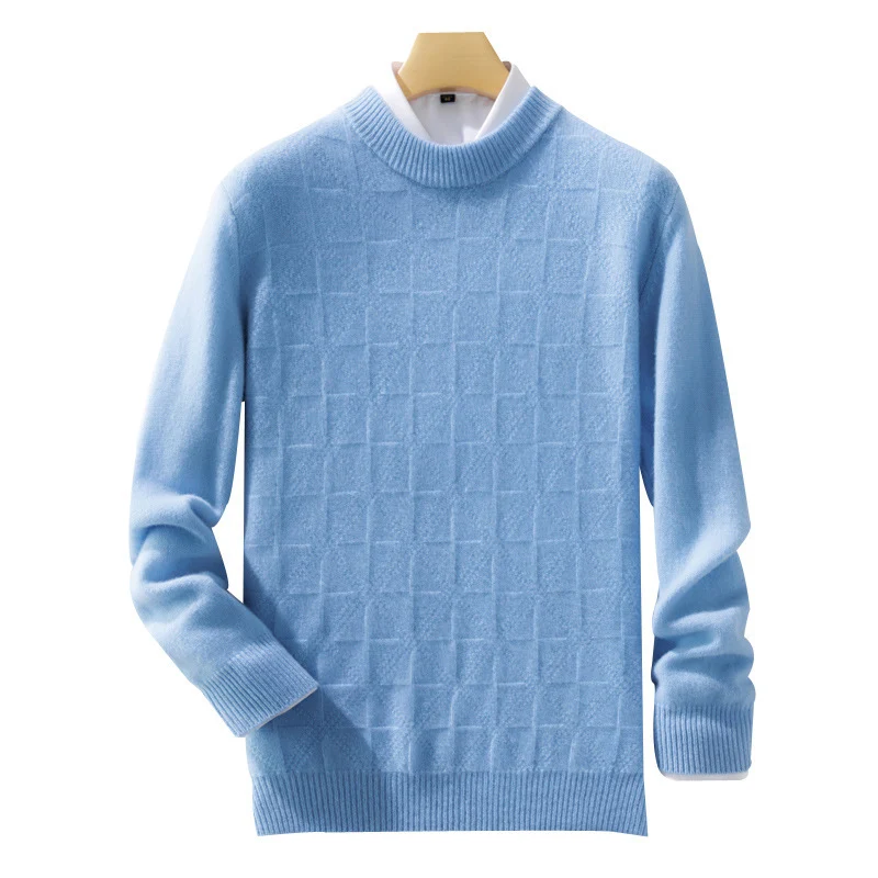 Herren Feiner Rollkragenpullover mit dezenter Quadratstruktur aus Kaschmir‑Mix Nord Taschen