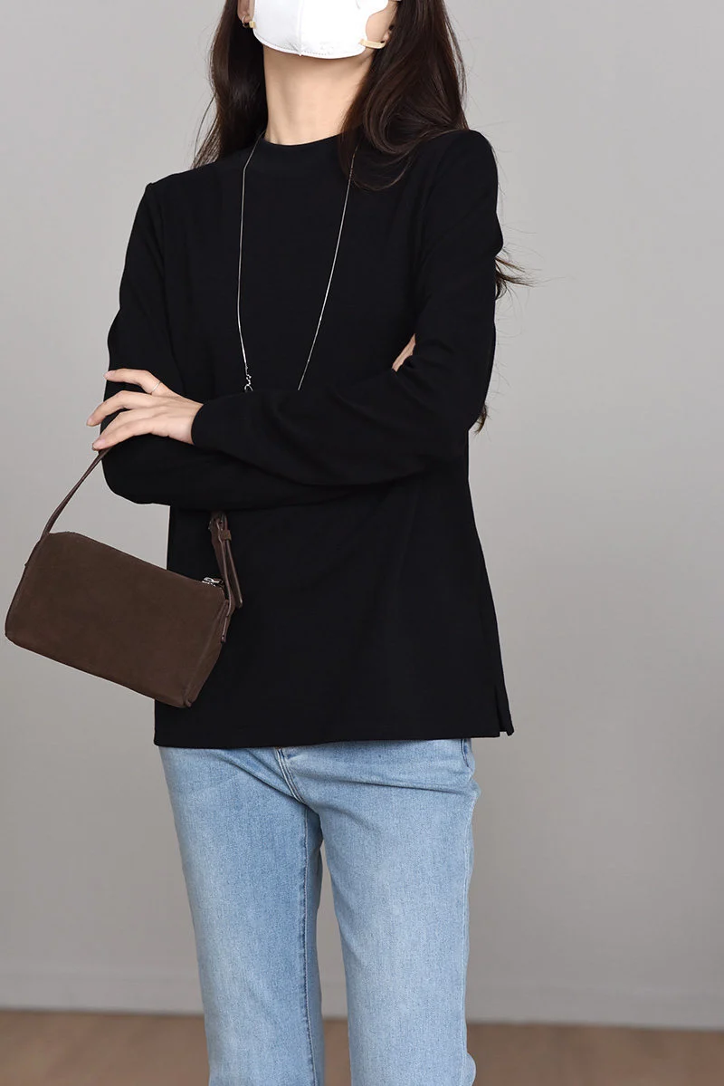 Damen Bequeme Langarm-Bluse Nord Taschen