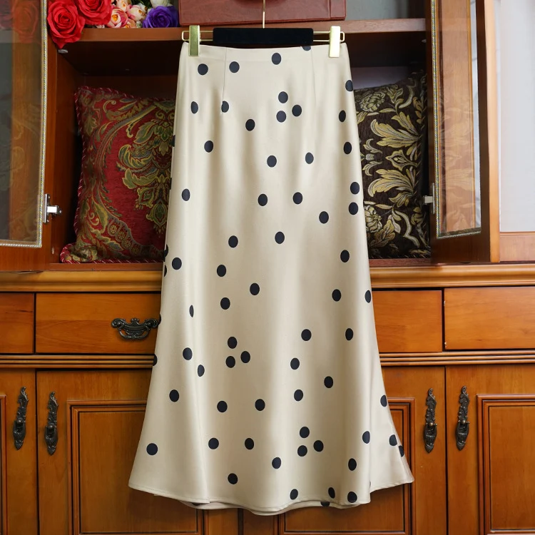 Damen Eleganter, schwingender Midirock mit Polka-Dots Nord Taschen