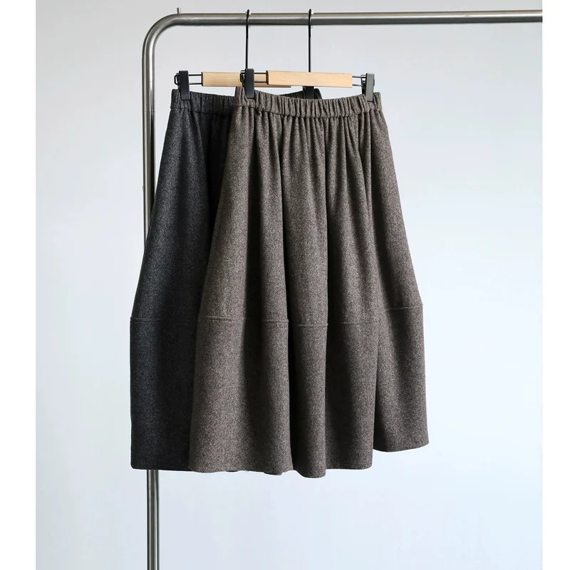 Damen Eleganter, schwingender Midi-Rock aus Wollmischung Nord Taschen