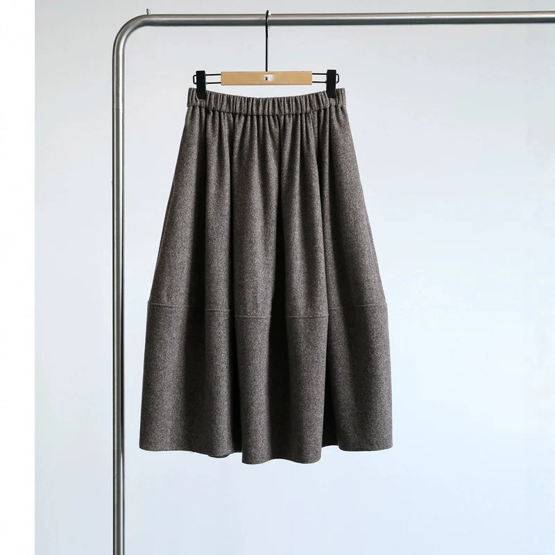 Damen Eleganter, schwingender Midi-Rock aus Wollmischung Nord Taschen