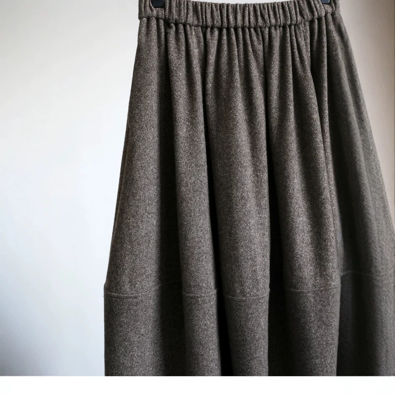 Damen Eleganter, schwingender Midi-Rock aus Wollmischung Nord Taschen