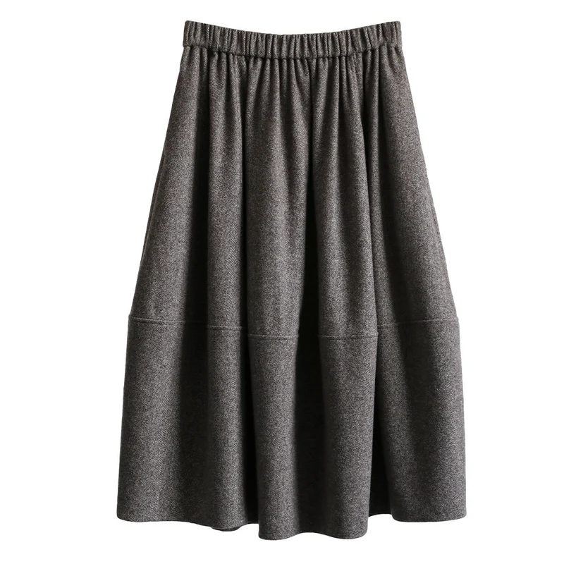 Damen Eleganter, schwingender Midi-Rock aus Wollmischung Nord Taschen