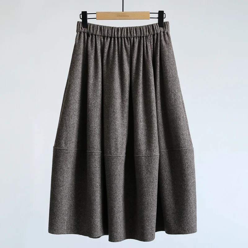 Damen Eleganter, schwingender Midi-Rock aus Wollmischung Nord Taschen