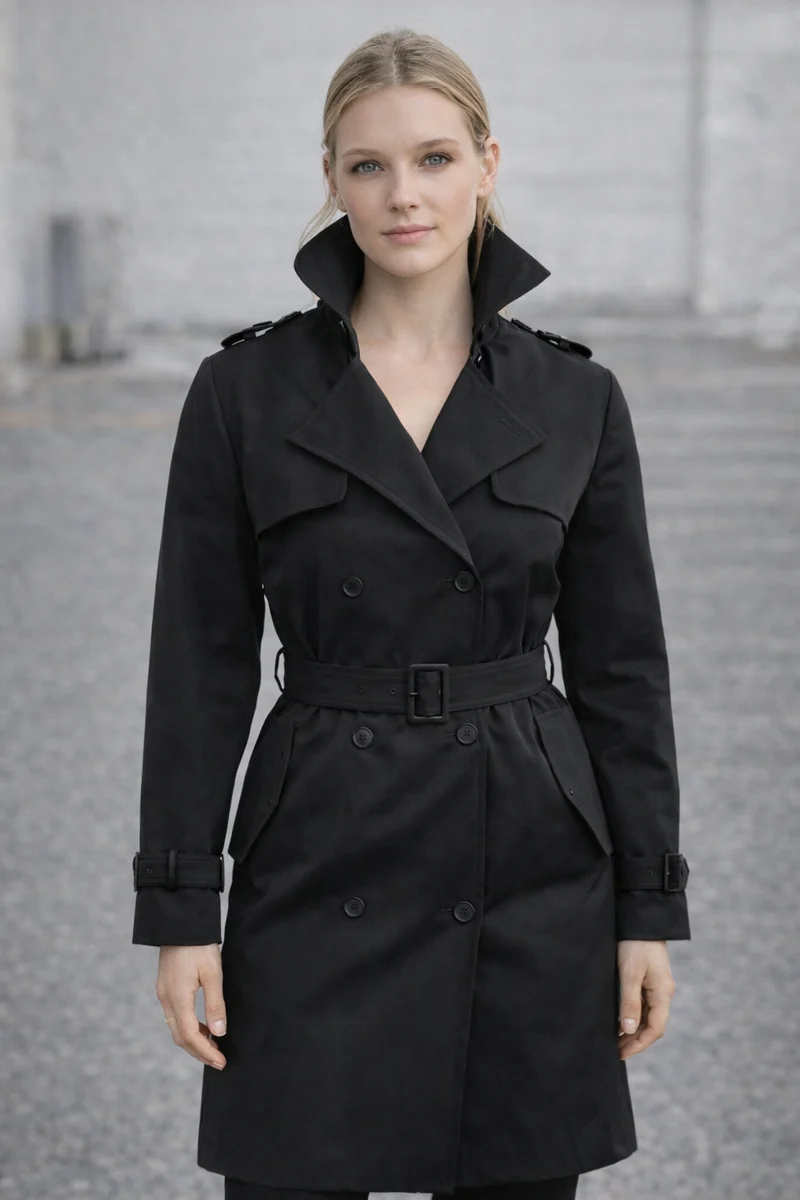 Trenchcoat mit Gürtel und Doppelknopf
