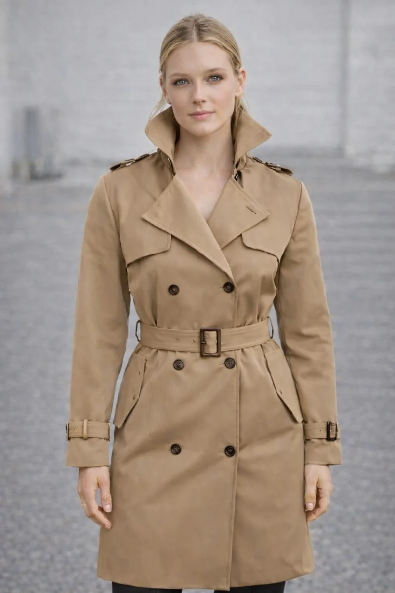 Trenchcoat mit Gürtel und Doppelknopf