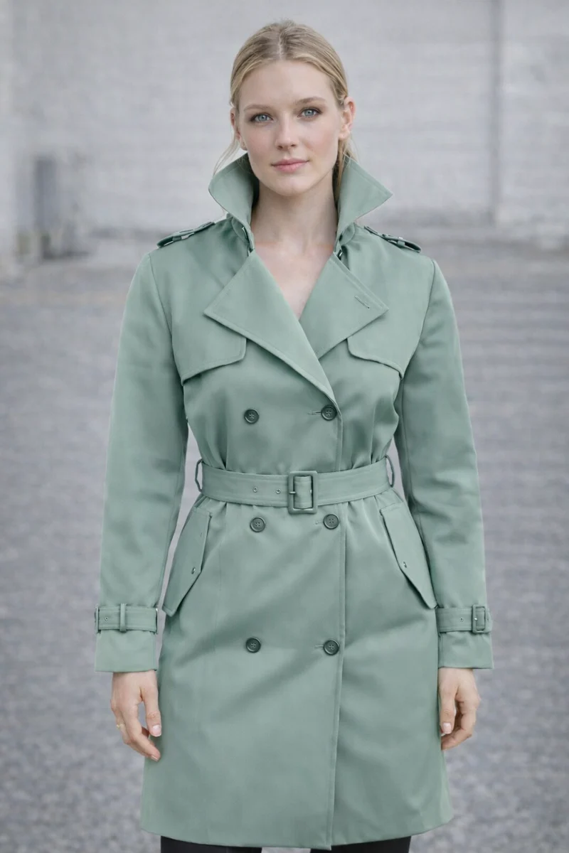 Trenchcoat mit Gürtel und Doppelknopf