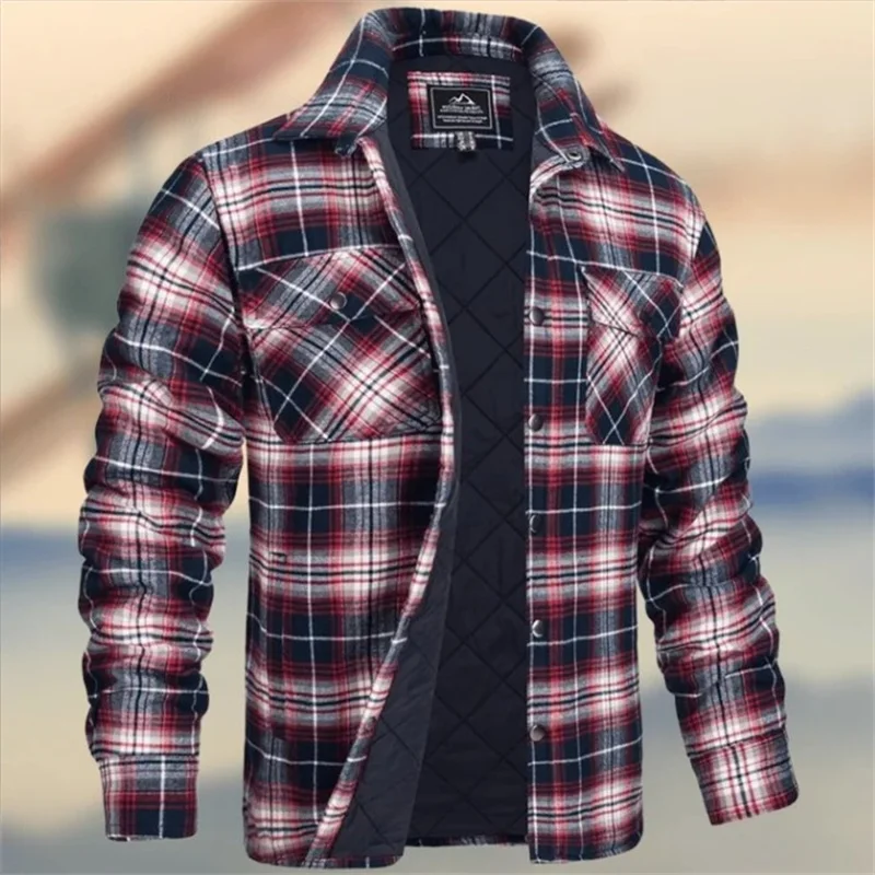 Gefütterte Motorradjacke im Karodesign mit Druckknöpfen – Avellé
