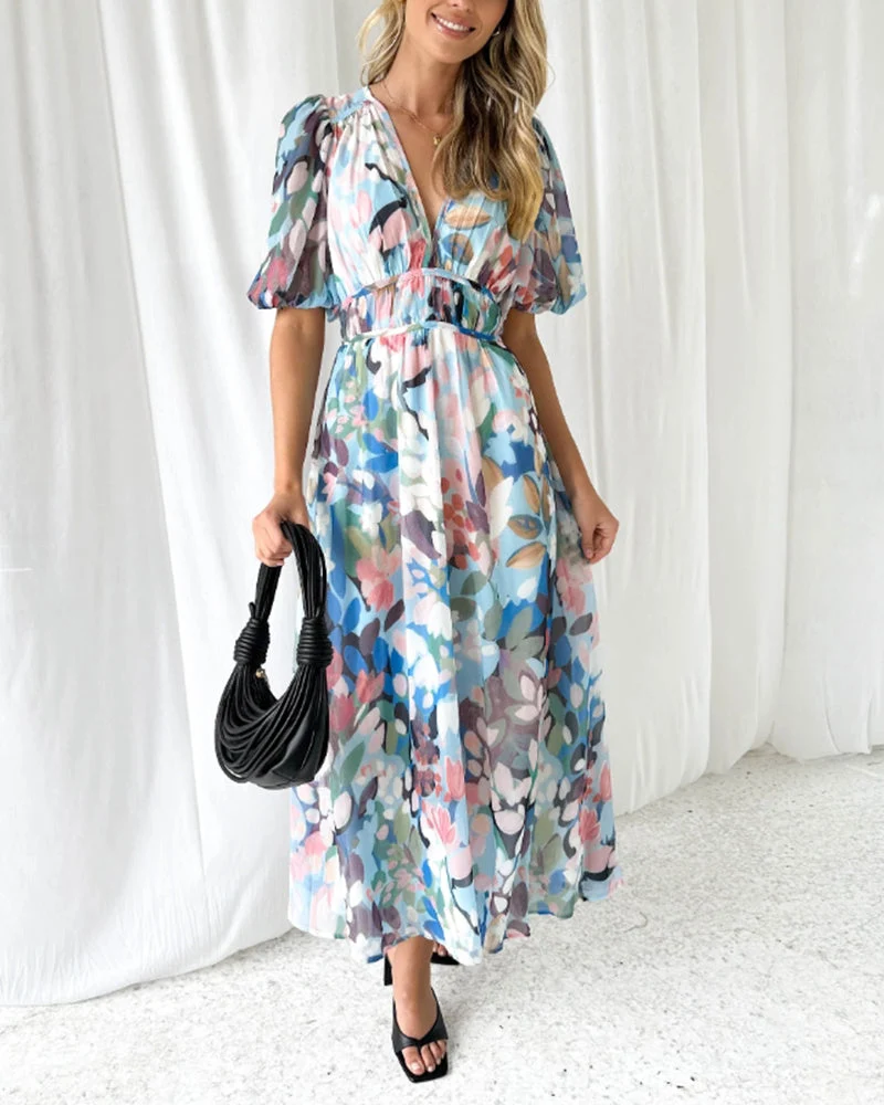 Boho Blumen Maxi Kleid