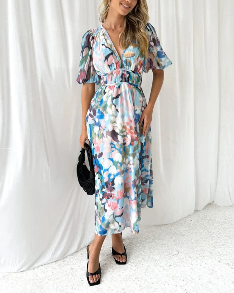 Boho Blumen Maxi Kleid
