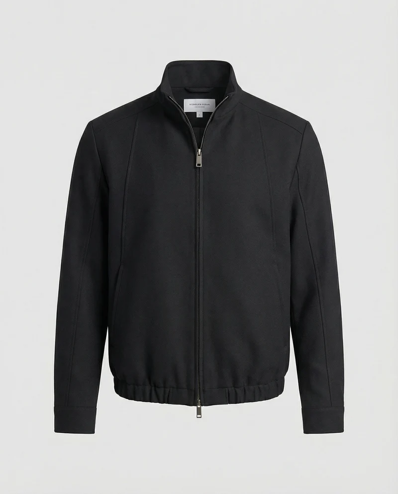 Herren Harrington Jacke Schwarz Deconstructed Silhouette Stehkragen Frühling