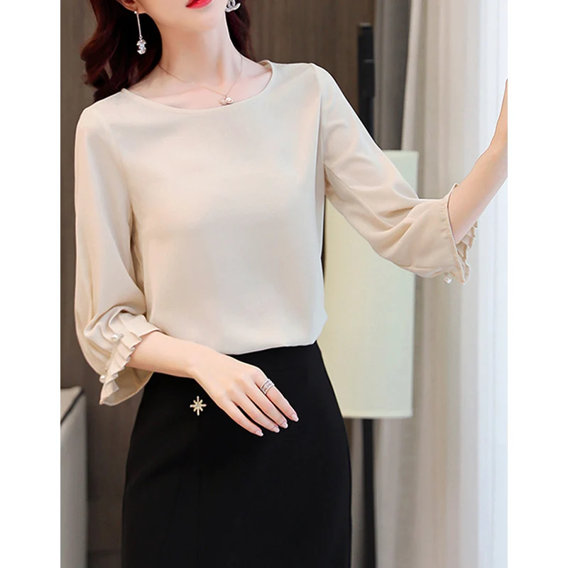 Damen Elegante Bluse mit Puffärmeln Nord Taschen
