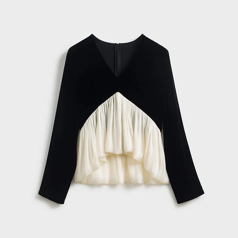 Damen Elegante Bluse mit Drapierung Nord Taschen
