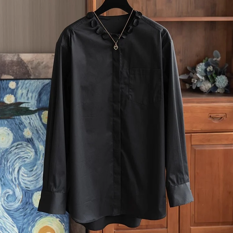 Damen Elegante Bluse mit dekorativem Kragen Nord Taschen
