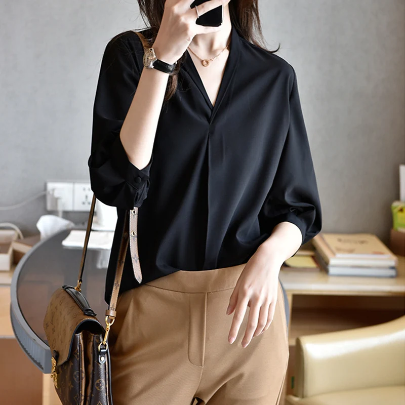 Damen Elegante Bluse mit Ballonärmeln Nord Taschen
