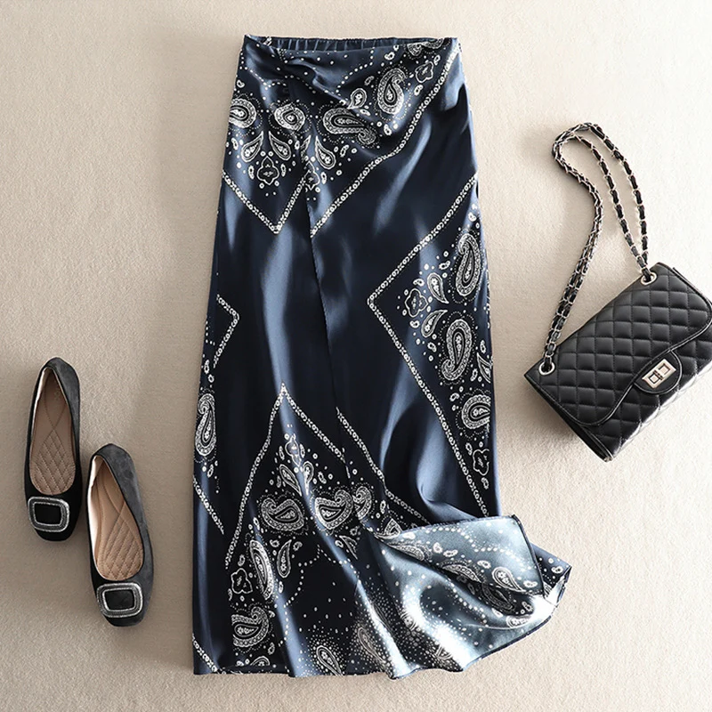 Damen Eleganter langer Rock mit Paisleymuster Nord Taschen