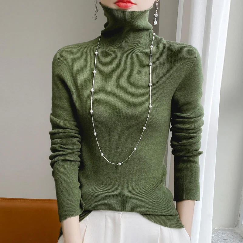 Damen Schmaler Rollkragen-Feinstrickpullover mit elastischer Rippenstruktur und minimalistischer Silhouette Nord Taschen