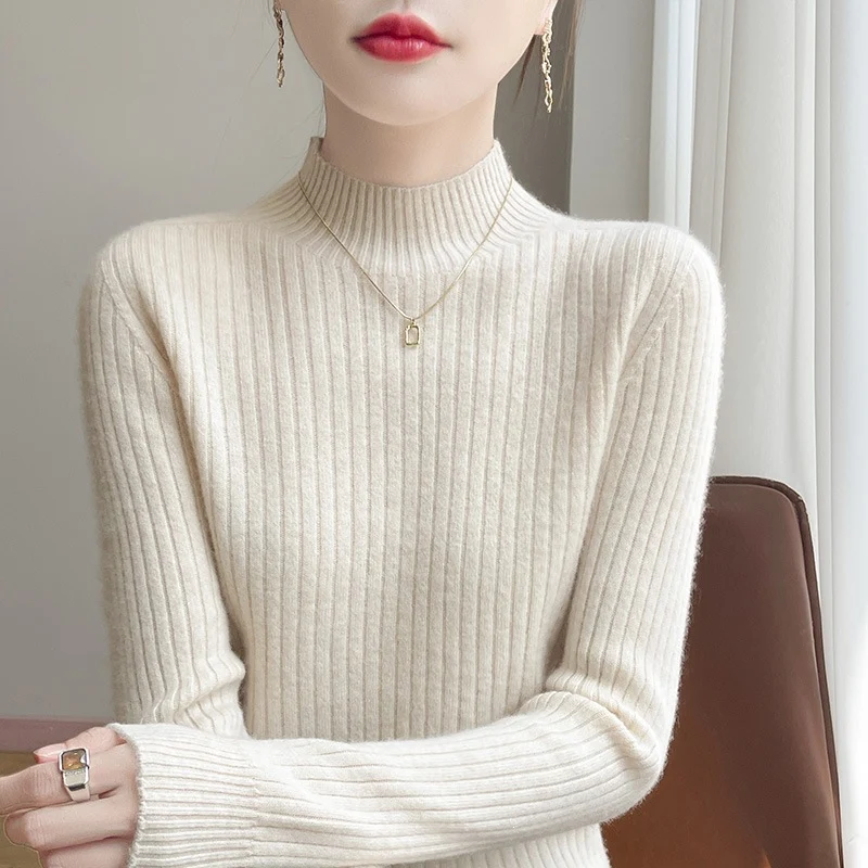 Damen Schmaler Rippenstrick-Mockneck mit extraweicher Kaschmir-Optik Nord Taschen