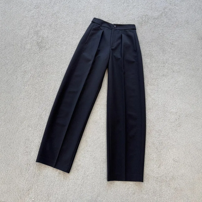 Damen Elegante weite Stoffhose mit Falten Nord Taschen