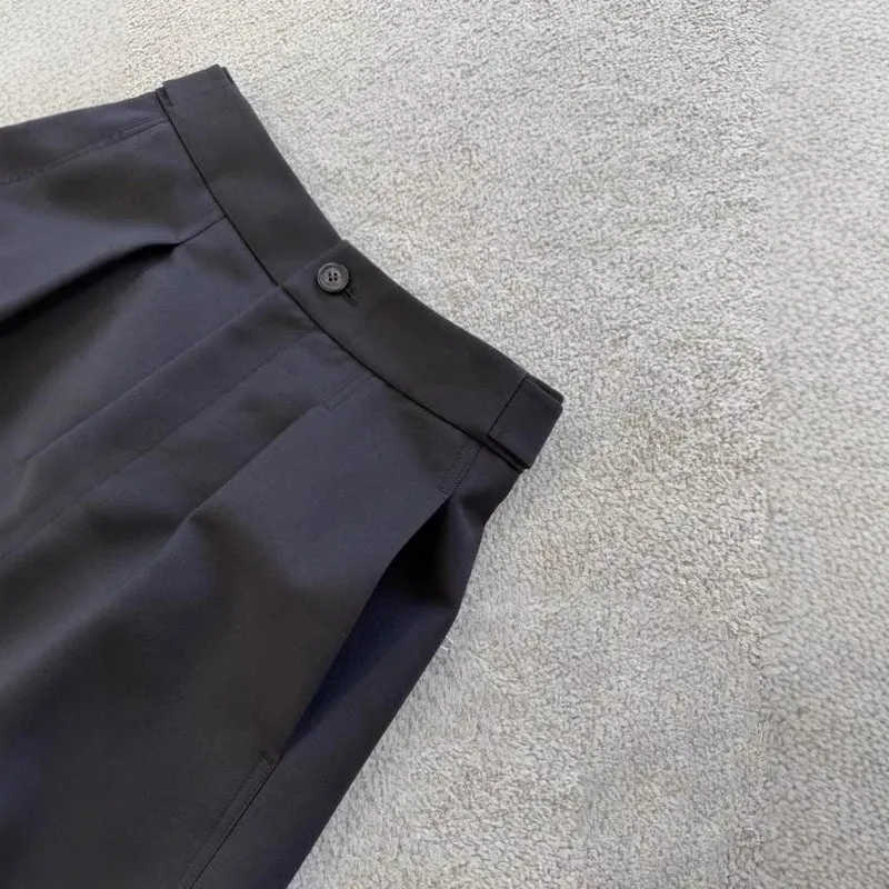 Damen Elegante weite Stoffhose mit Falten Nord Taschen