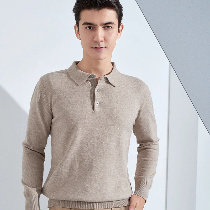 Herren Feiner Langarm-Poloshirt aus Feinstrick mit 3‑Knopf‑Leiste und schmaler Passform Nord Taschen