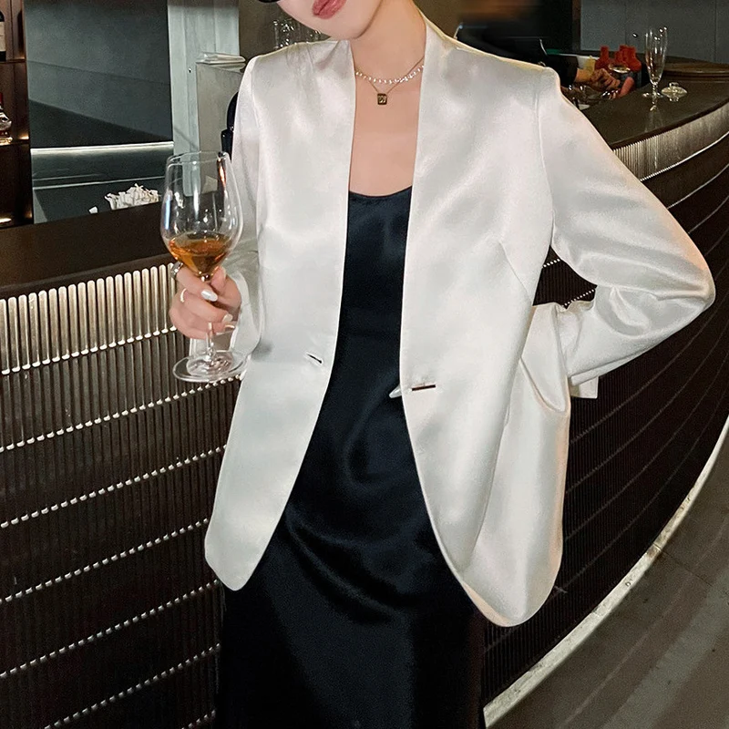 Damen Eleganter Satinblazer Nord Taschen