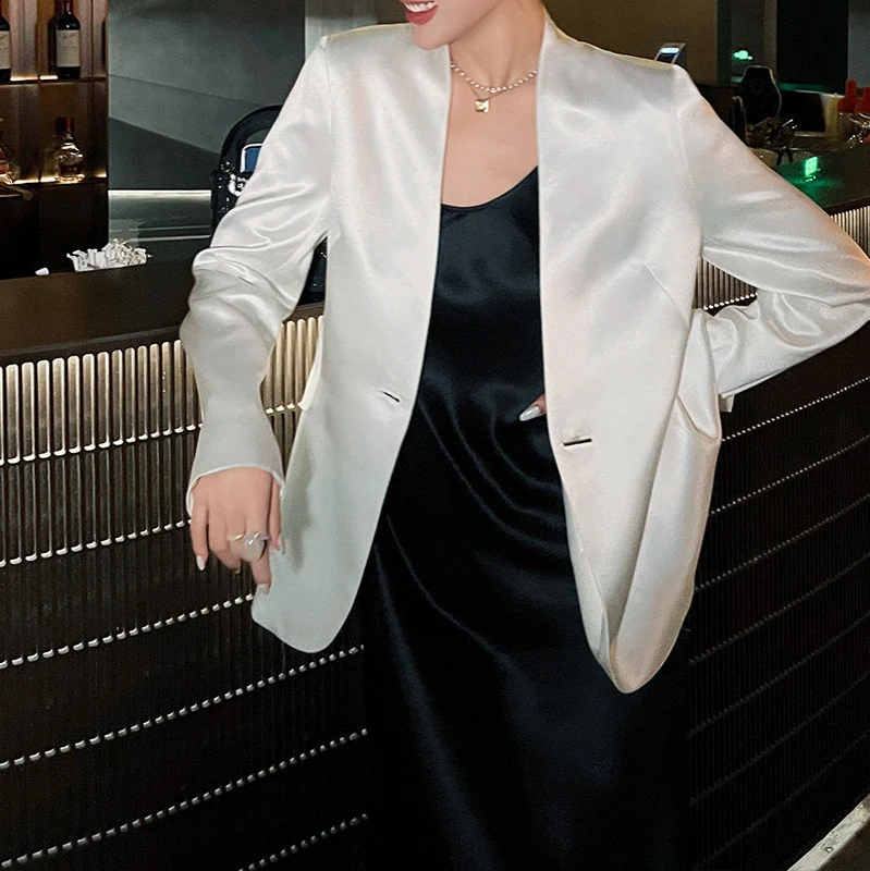 Damen Eleganter Satinblazer Nord Taschen