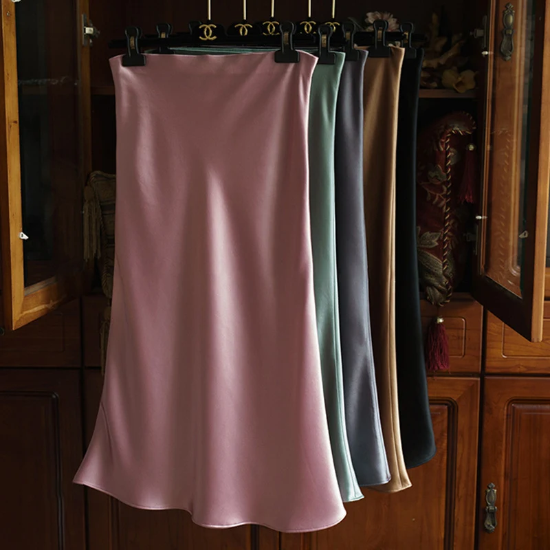 Damen Eleganter Satin-Midirock Nord Taschen