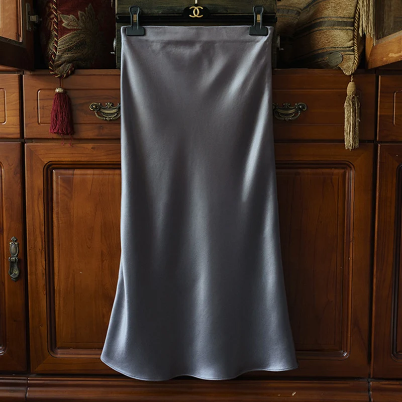 Damen Eleganter Satin-Midirock Nord Taschen