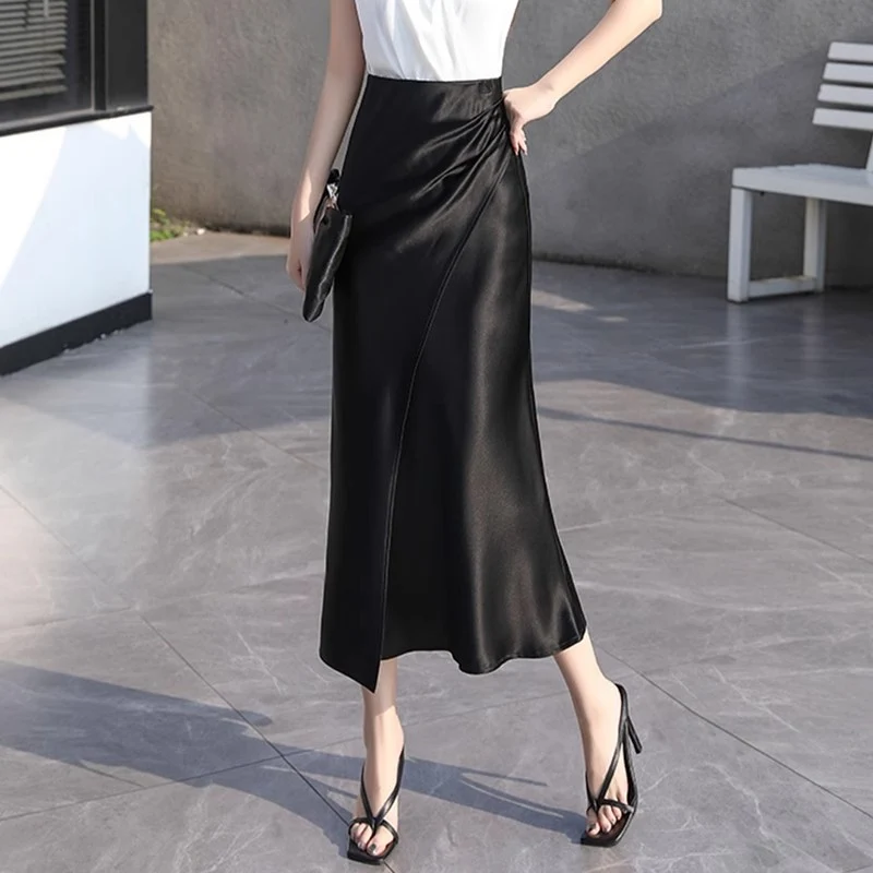 Damen Eleganter Satin-Midi-Rock Nord Taschen
