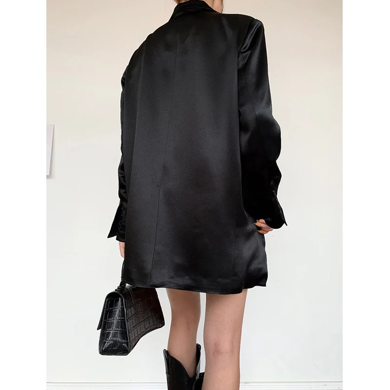 Damen Eleganter Satin Blazer mit doppelter Knopfleiste Nord Taschen