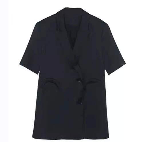 Damen Eleganter Satin-Blazer mit doppelter Knopfleiste Nord Taschen
