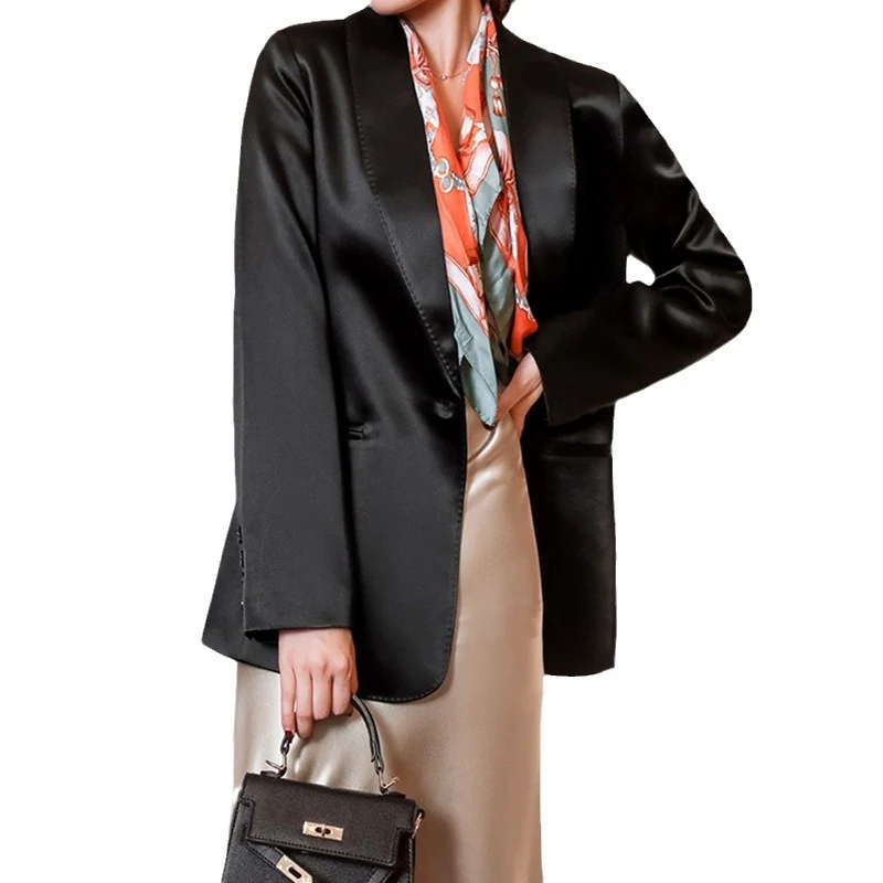 Damen Eleganter Satin Blazer Nord Taschen