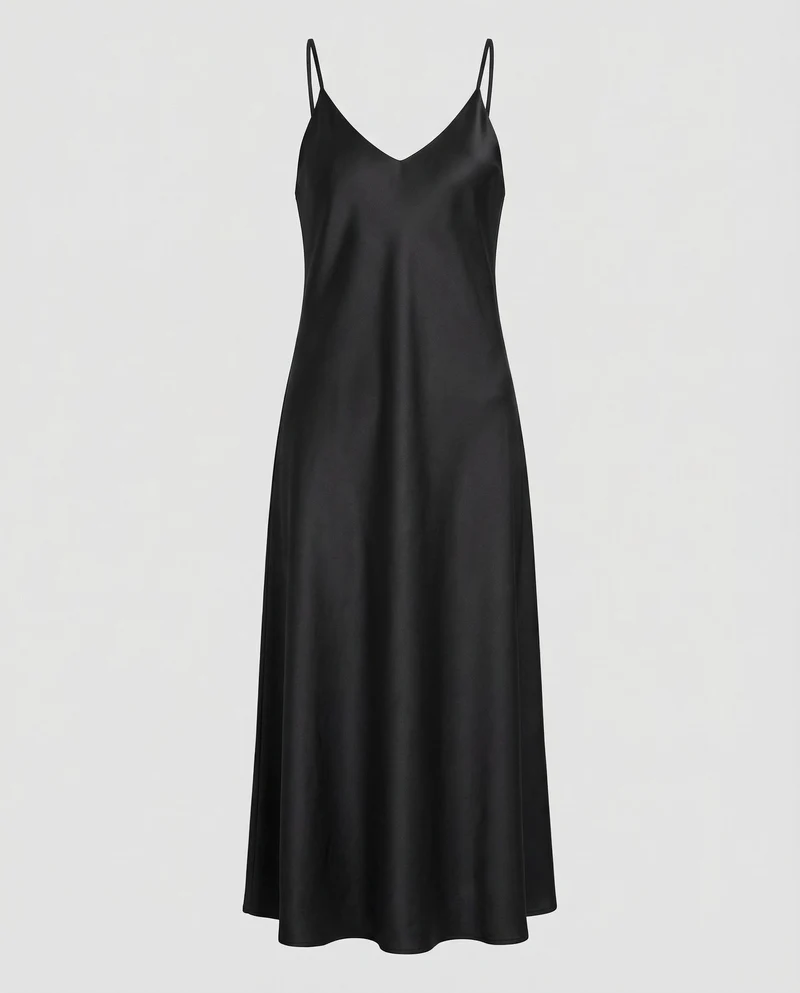 Damen Satin-Maxikleid Schmeichelnder V-Ausschnitt
