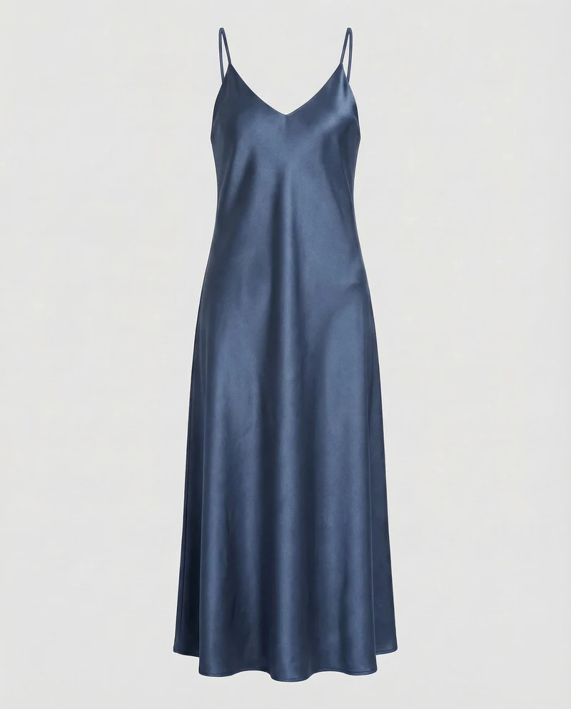 Damen Satin-Maxikleid Schmeichelnder V-Ausschnitt
